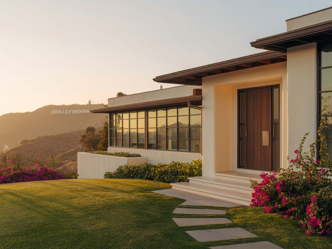 Beautiful modern home in Los Angeles with Hollywood Hills in background